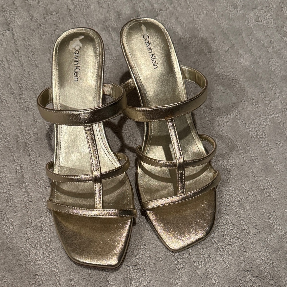 Calvin Klein Gold Strappy Heels